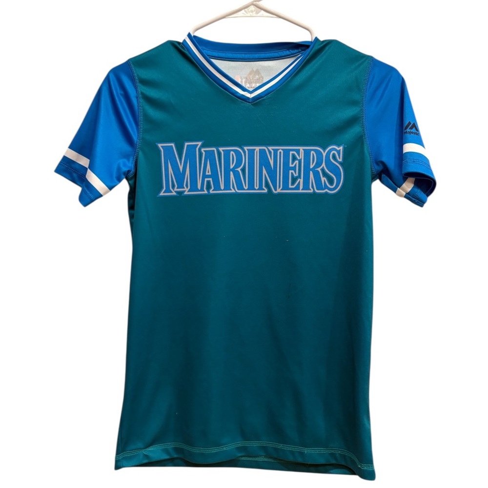 Seattle Mariners 2018 Players Weekend Teal and Blue Shirt, Youth Medium